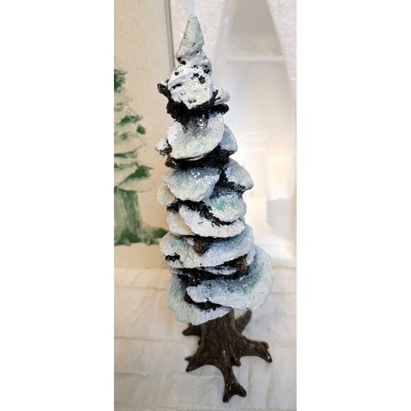 VTG 1991 Dept 56 Heritage Village 8'' Pole Pine Tree 5528-0 Cold Cast Porcelain - Picture 4 of 8